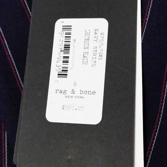 NEW Rag & Bone Navy Stripe Lexington Blazer Size 6 Pinstriped Quiet Luxury $550 - Picture 10 of 16
